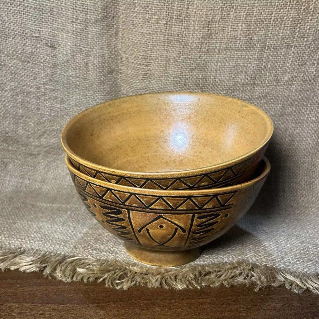 Ceramic Footed Ramen Bowl (Sold per piece) (Category: Other Kitchenware & Tableware) located in Bulacan. Submitted by ceramicscubby (Listing ID 1426858554, Image 2). Description: Size: 7 D x 3.75 H in. 2 pieces available ❗️CLOSING DOWN SALE, ALL PRICES ARE MARKED DOWN. WE WILL NOT BE ACCEPTING OFFERS LOWER THAN OUR ASKING PRICE. ❗️ •Ceramic bowl features a unique design with geometric and fish-like patterns. The bowl has a warm, earthy color. It 