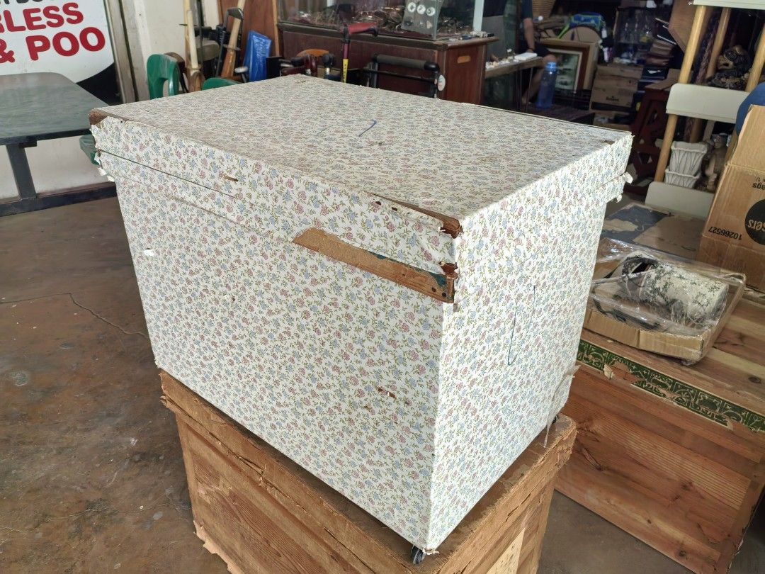 Chest Storage Box - Big Size - Japan Surplus (Category: Storage Boxes & Baskets) located in Cebu City. Submitted by dudes_villanueva (Listing ID 1426859960, Image 2). Description: Chest Storage Box Wood and Metal Sheet interior with Wheels 📌Sold as is. See pics for condition. 📌Can be DIY covered for an aesthetic look. L26.5xW17xH20.25 in Japan Surplus .