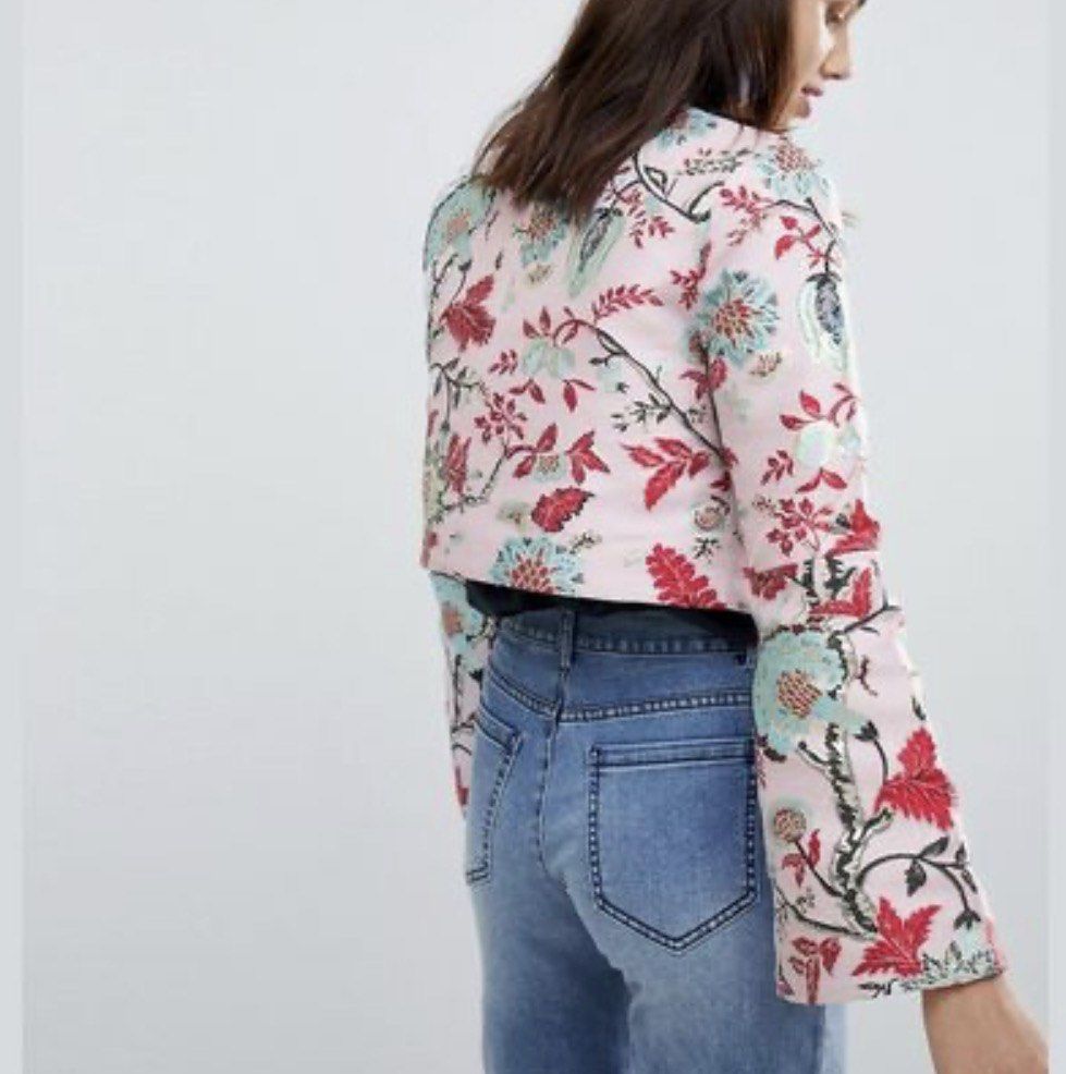 Crop Top Jacket - ASOS (Category: Coats, Jackets and Outerwear) located in Marikina City. Submitted by repurpose_studio (Listing ID 1426920089, Image 2). Description: Kimono like crop top jacket. floral pattern with embroidery.