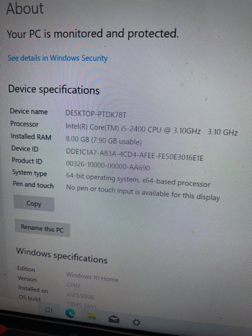 Desktop PC - Intel i5-2400, 8GB RAM, 480GB SSD