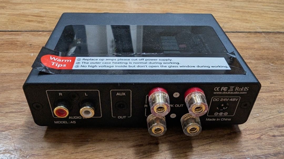 Douk Audio A5 Amplifier w/ 48v 5A power supply (Category: Soundbars, Speakers & Amplifiers) located in Manila. Submitted by olxph_954611007 (Listing ID 1426830623, Image 3). Description: - lightly used - 48v 5A power supply included for 120w per channel output at 4ohm - PFFB technology - high-performance PCB - subwoofer support with high pass filter - no box FEATURES: - HiFi Sound with Adjustable High-Pass Filter: This TPA3255 amplifier features 