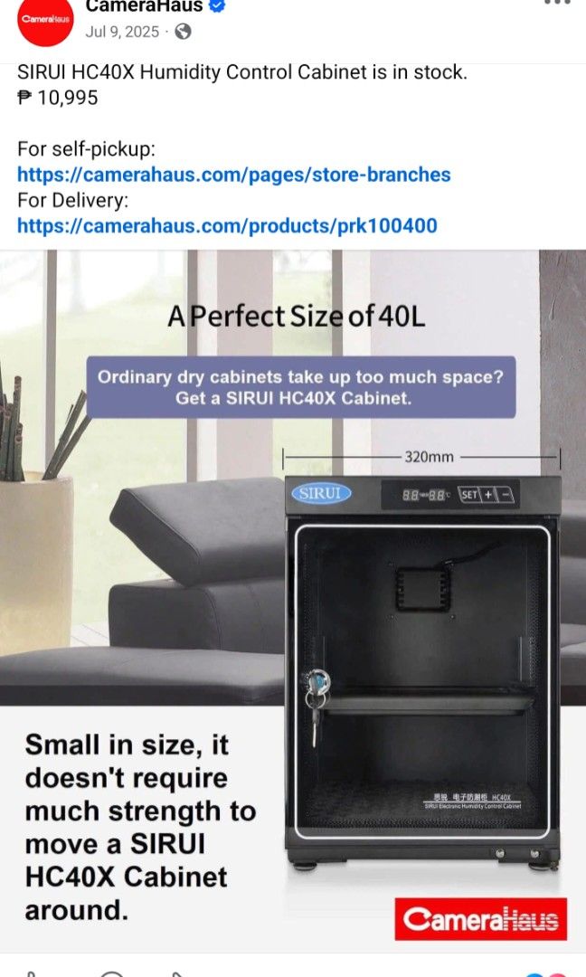 Dry Box Sirui HC40X (Category: Dry Boxes & Cabinets) located in Makati City. Submitted by denmenexpressionartist (Listing ID 1426859536, Image 1). Description: got it as a freebie brand new and sealed.