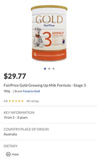 FairPrice Gold 3 Growing Up Formula, Babies & Kids, Nursing & Feeding ...