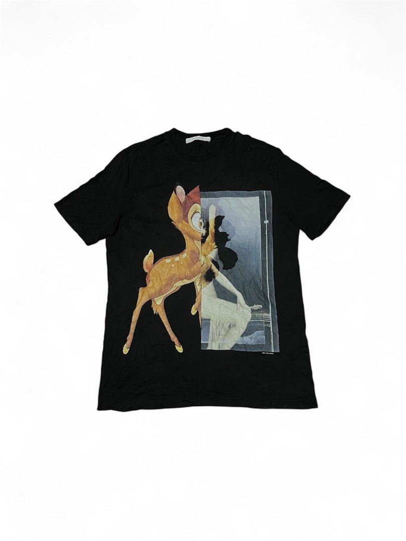 Givenchy Bambi Disney Graphic T-shirt (Category: Luxury Apparel) located in Dumaguete. Submitted by overthrifted (Listing ID 1426900842, Image 1). Description: XS on tag but fits Large or medium mens cause this is oversized Guaranteed Authentic no issue, need wash Dimensions: 21width x 28.5 length.