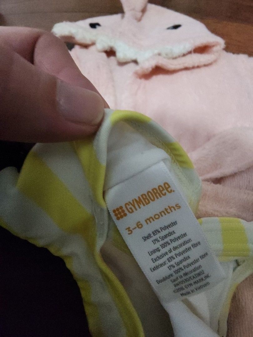 Gymboree Swimsuit with Shark robe (Category: Babies & Kids Fashion) located in Mandaluyong City. Submitted by eayoh (Listing ID 1426871953, Image 3). Description: baby swimsuit 3-6months robe towel used once and stored.