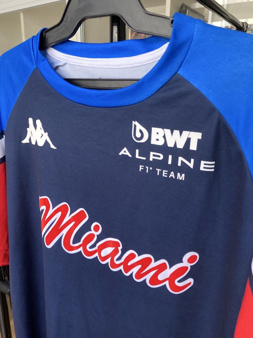 Kappa BWT Alpine F1 Team Miami Jersey (Category: Activewear) located in Antipolo. Submitted by zouk0ut (Listing ID 1426840702, Image 2). Description: - BWT Alpine F1 Team Miami Jersey - Authentic - Size: Large - Features the Kappa logo - Sleeve design: Blue, white, and red - Material: 100% Polyester - BWT Alpine F1 Team logo on chest PHP 600 Meet up points: Town and Country Heights Chapel, Antipolo Cathedral (plus PHP 50) Courier: J&T Express Sam