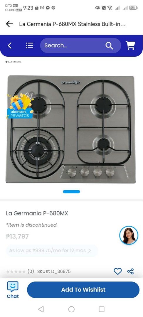 La Germania 60cm 4 Gas Burner (Category: Cookware & Accessories) located in Taytay. Submitted by mikz_1303 (Listing ID 1426797833, Image 1). Description: La Germania 60cm 4 Gas Burner Made in Italy Complete Stainless Steel Pick up in Taytay 10k.
