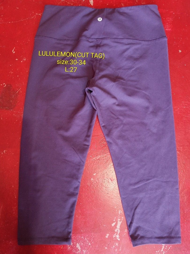 Lululemon Cropped Leggings Size 30-34 (Category: Activewear) located in Daet. Submitted by ahyazheabea (Listing ID 1426825257, Image 1). Description: Purple Lululemon cropped leggings. Size 30-34, L:27. Features the Lululemon logo on the back. The tag has been cut..