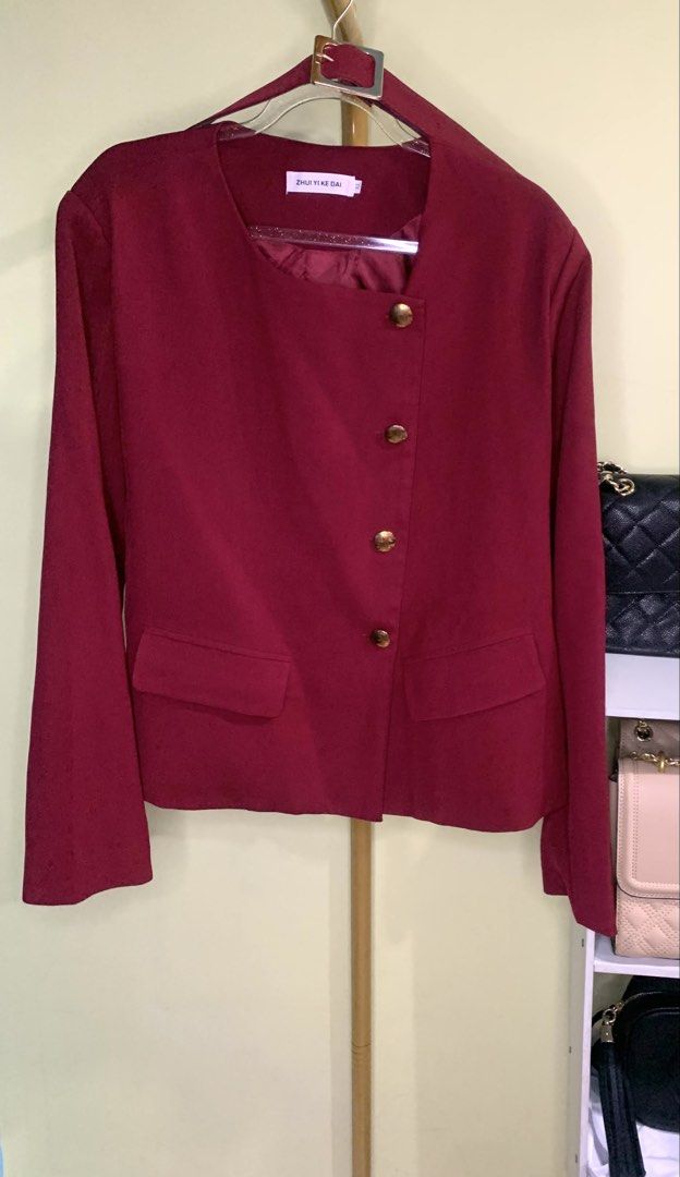Maroon Blazer with Belt (Category: Coats, Jackets and Outerwear) located in Manila. Submitted by amethyste_ph (Listing ID 1426946542, Image 2). Description: .
