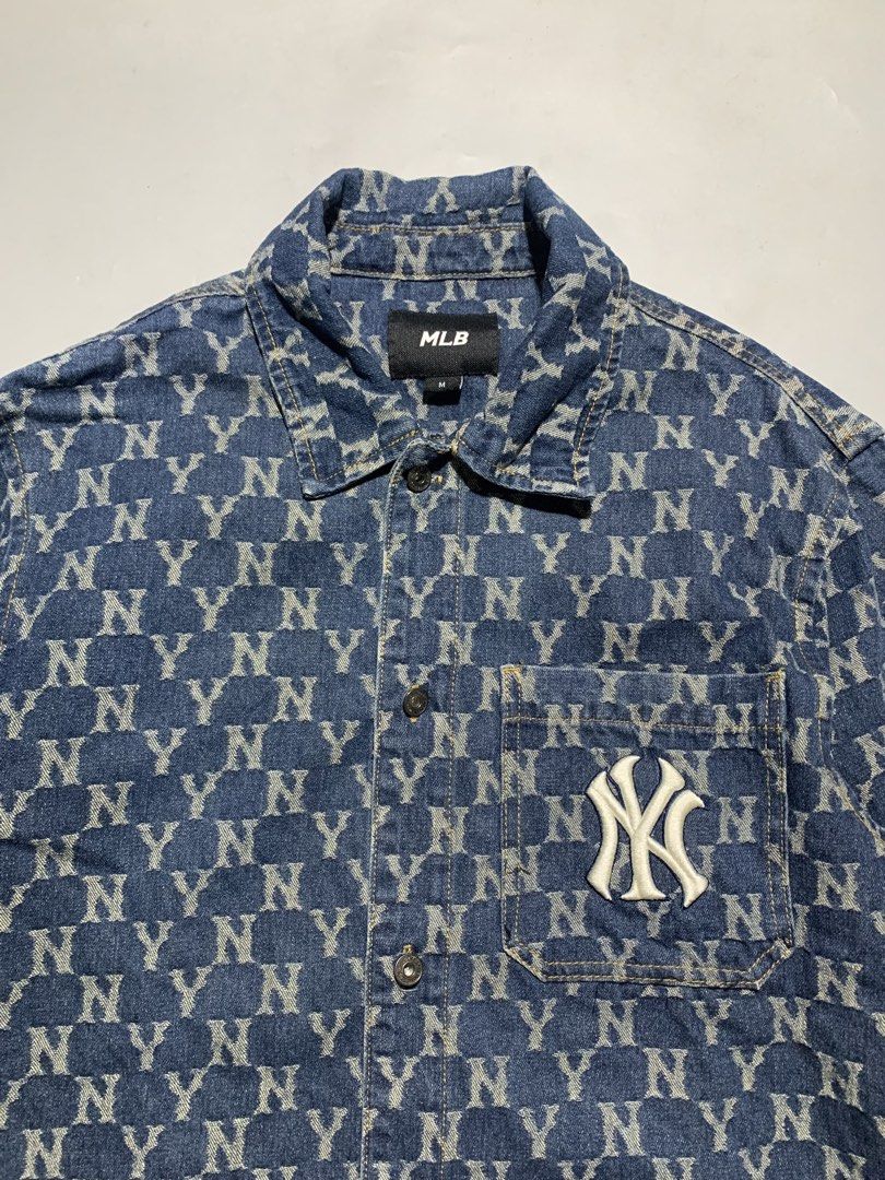 MLB NEW YORK YANKEES MONO GRAM DENIM JACKET (Category: Coats, Jackets and Outerwear) located in Taguig. Submitted by thehookv1 (Listing ID 1426838245, Image 2). Description: MLB NEW YORK YANKEES MONOGRAM DENIM JACKET SIZE MEDIUM 23x29 pit to pit | shoulder to hem GOOD AS NEW AUTHENTIC TAGUIG DM ME .