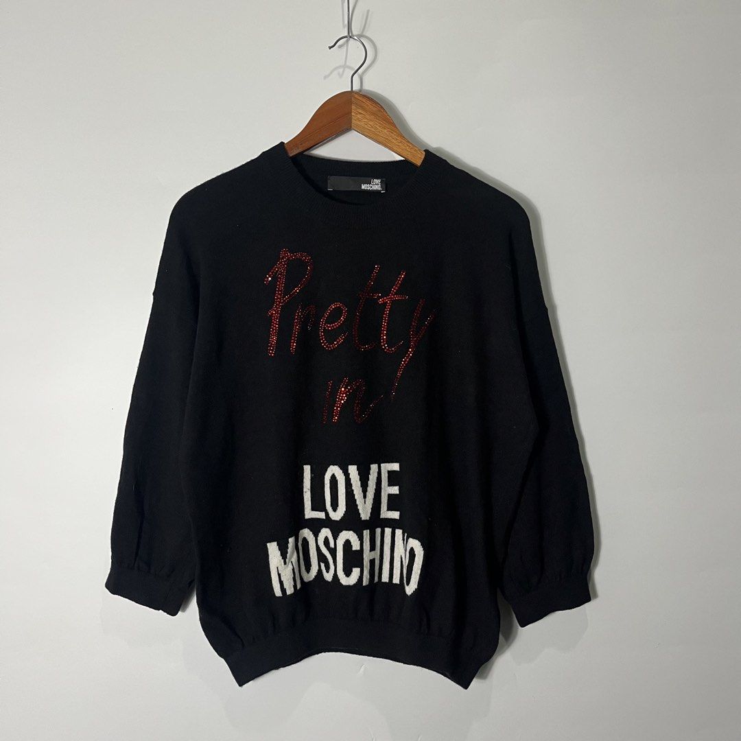MOSCHINO LOVE Knitted Sweater (Category: Luxury Apparel) located in Bulacan. Submitted by vanitylab (Listing ID 1426897100, Image 1). Description: Dimension: 22 W x 24.5 L Condition: Very Good .
