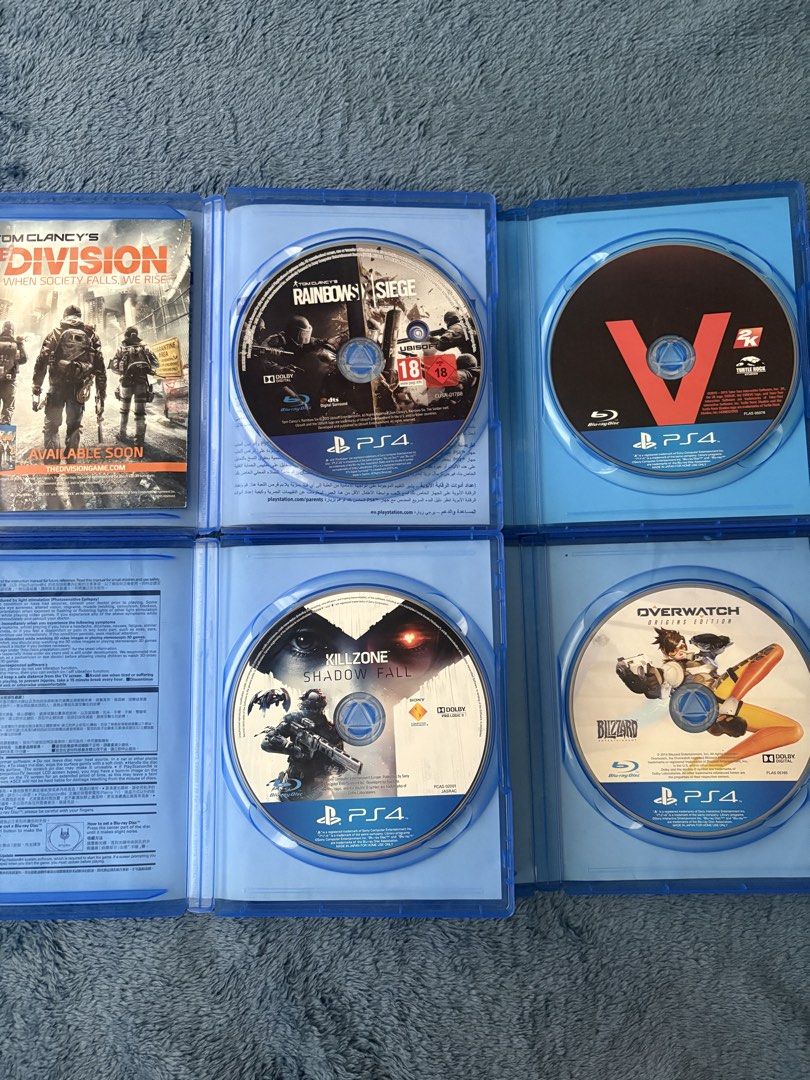 PS4 Games VG Condition (Category: PlayStation) located in Bacoor. Submitted by jessepitogo (Listing ID 1426923143, Image 3). Description: Evolve - ₱550 Tom Clancy’s Rainbow Six Siege - ₱700 Killzone Shadow Fall - ₱550 Overwatch - ₱550 COD Modern Warfare - SOLD COD Advanced Warfare (Steelcase) - ₱850 COD Ghosts - ₱850 All in Very Good Condition No Issues Makinis Malinis.
