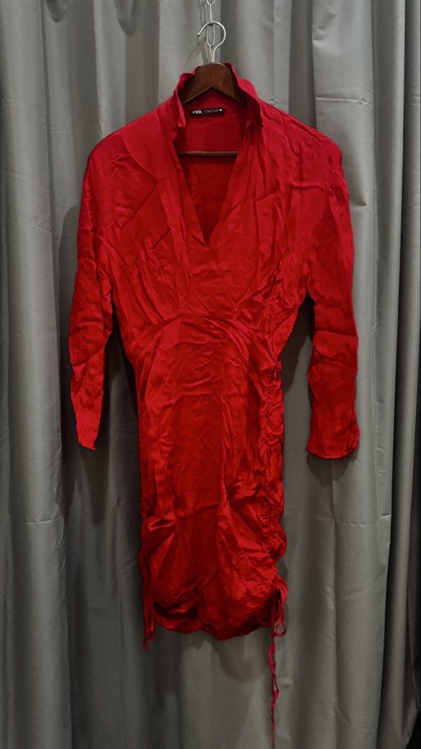 Red Satin Mini Dress - Zara (Category: Dresses) located in Marikina City. Submitted by repurpose_studio (Listing ID 1426920239, Image 3). Description: Only needs Ironing. Satin like feel texture.