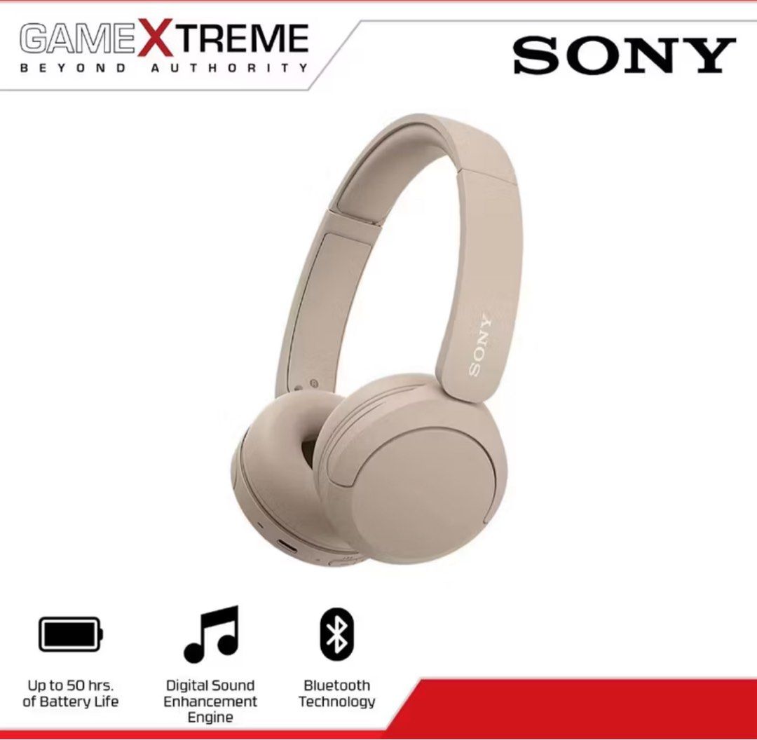 Sony WH-CH520 Wireless Bluetooth Headphones (Category: Headphones & Headsets) located in Caloocan City. Submitted by mariaasxz24 (Listing ID 1426794846, Image 1). Description: Sony WH-CH520 headphones offer up to 50 hours of battery life. They feature Digital Sound Enhancement Engine and Bluetooth technology. The headphones are cream-colored..