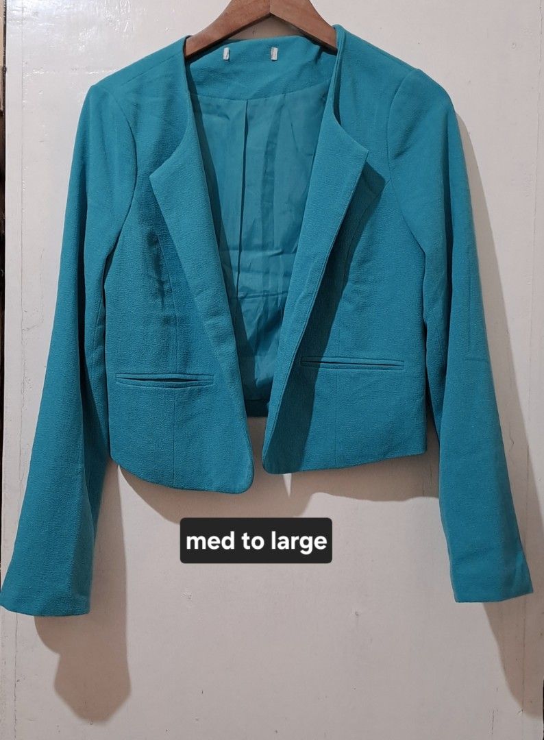 Teal Cropped Blazer jacket coat formal wear (Category: Coats, Jackets and Outerwear) located in Baguio. Submitted by Zibs_Collection (Listing ID 1426833769, Image 1). Description: medium to large location: Baguio/ La Trinidad nationwide shipping.