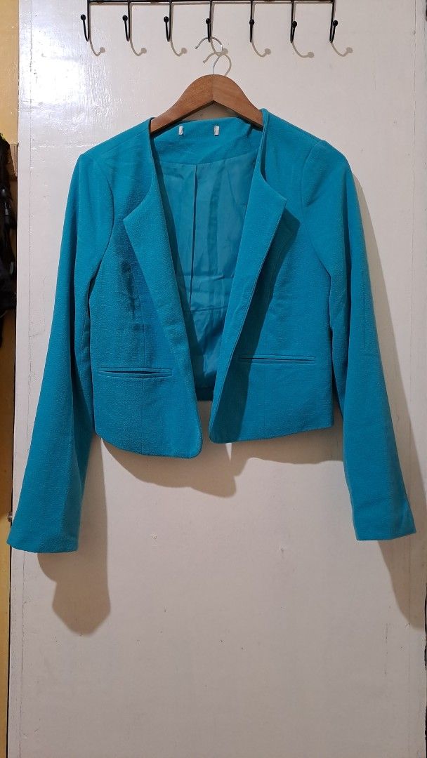 Teal Cropped Blazer jacket coat formal wear (Category: Coats, Jackets and Outerwear) located in Baguio. Submitted by Zibs_Collection (Listing ID 1426833769, Image 2). Description: medium to large location: Baguio/ La Trinidad nationwide shipping.