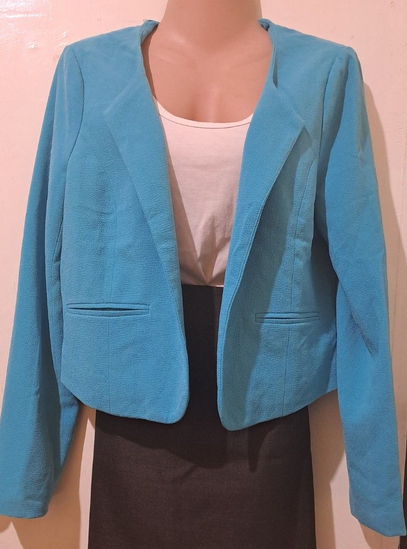 Teal Cropped Blazer jacket coat formal wear (Category: Coats, Jackets and Outerwear) located in Baguio. Submitted by Zibs_Collection (Listing ID 1426833769, Image 3). Description: medium to large location: Baguio/ La Trinidad nationwide shipping.