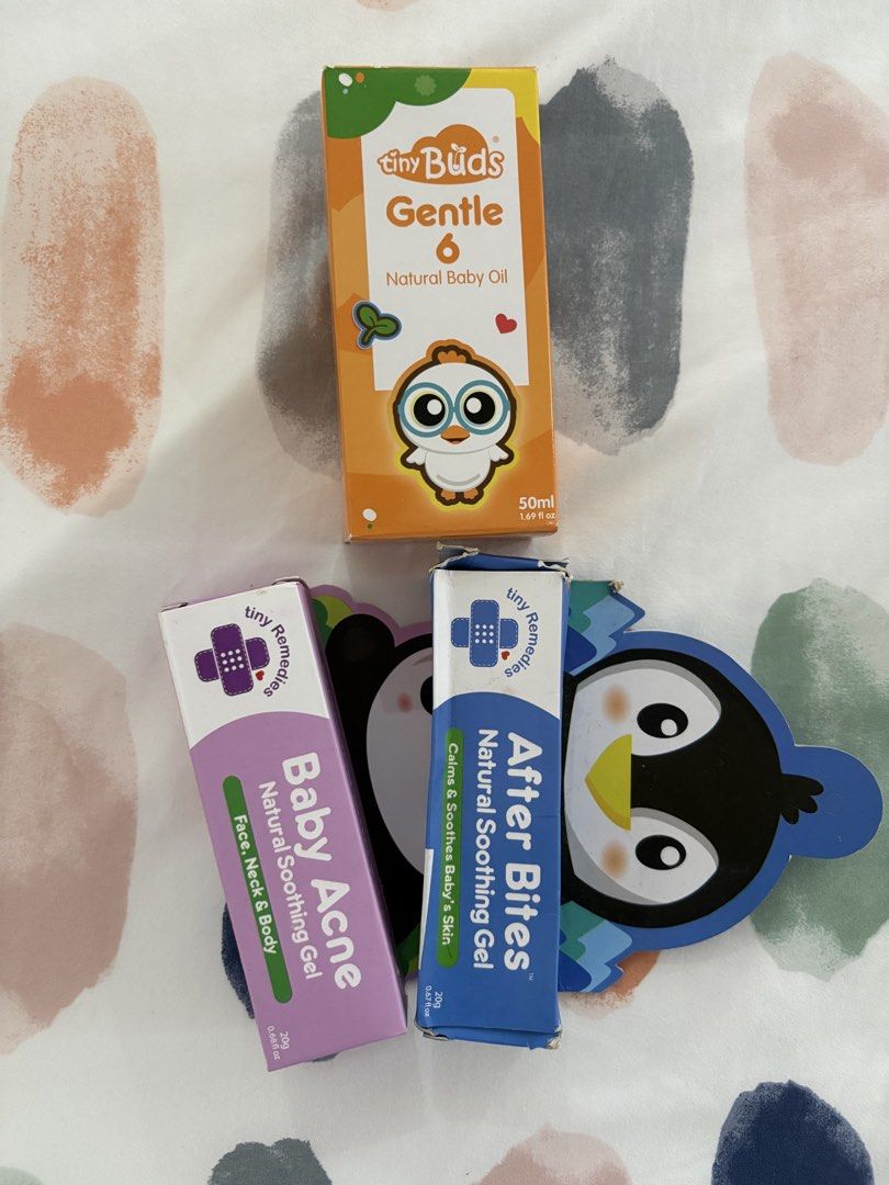 Tiny Buds Baby Acne, After Bites, Gentle 6 (Category: Baby Toiletries & Grooming) located in Malabon City. Submitted by monstershaaa (Listing ID 1426804924, Image 2). Description: take all only (all brandnew) ‼️ expired na po yung purple box 2025 pero isasama ko na lang sya ng bigay as free kayo na po bahala kung gagamitin nyo or hindi all original bought in tinybuds store personal used ng baby ko. rfs : decluttering .