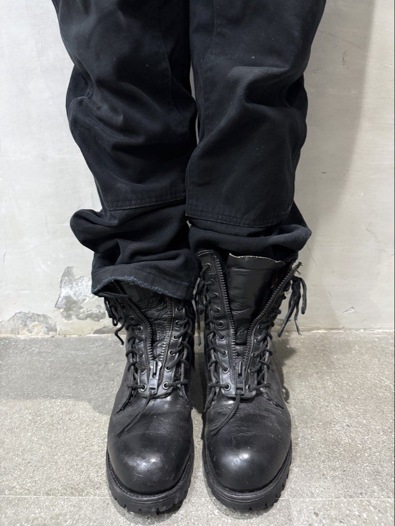 Vintage 90s Chippewa leather Boots (Category: Boots) located in Manila. Submitted by allinthiswall (Listing ID 1426760136, Image 1). Description: Vintage 90s Chippewa USA Ruttman Steel Toe Paratrooper Leather Boots front lacing system fits 10.5US on tag, genuine leather Chippewa native indian logo on the sides Tough Vibram outsoles Fun ways to wear.. 🦋⚡️ 1995 release Ykk zips, made in USA 🇺🇸 joint -12,5k .