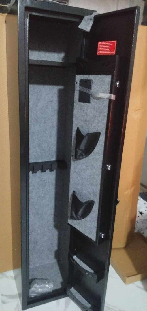 VLT Gun Safe with Digital Lock (Category: Safe) located in Caloocan City. Submitted by 5veezonlineshoppe (Listing ID 1426853248, Image 3). Description: Gun Vault Slim Type 30 x 28 x 138 cm L x W x H Hard metal alloy Wall mountable Brandnew With digital lock and fingerprint Comes with: Manual Keys Expansion battery Message for details We deliver #gunvault #gunsafe #gunsforriffle.