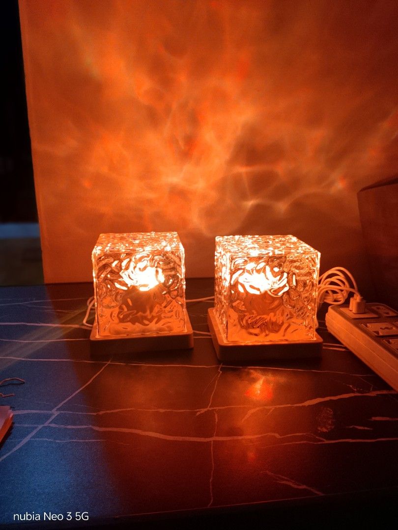 Water Ripple Night Light RGB Remote Control (Category: Lighting) located in Manila. Submitted by decocraft_carmona (Listing ID 1426804001, Image 2). Description: 16 Color Northern Light Projection Night Light, Glowing Cube Crystal Light, Touch Sensitive, USB Wave Night Light Projector, Valentine'S Day Decoration, Winter Decoration, Easter, Ramadan, Room Decoration, Bedroom, Gifts 2 pcs on hand.