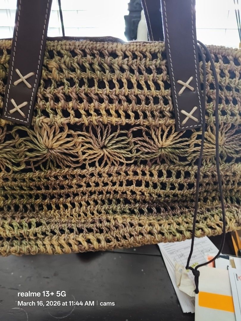 Woven Crochet Handbag with Leather Handles (Category: Luxury Bags & Wallets) located in Quezon City. Submitted by camillemarca (Listing ID 1426818204, Image 2). Description: abaca womens bag no flaws.