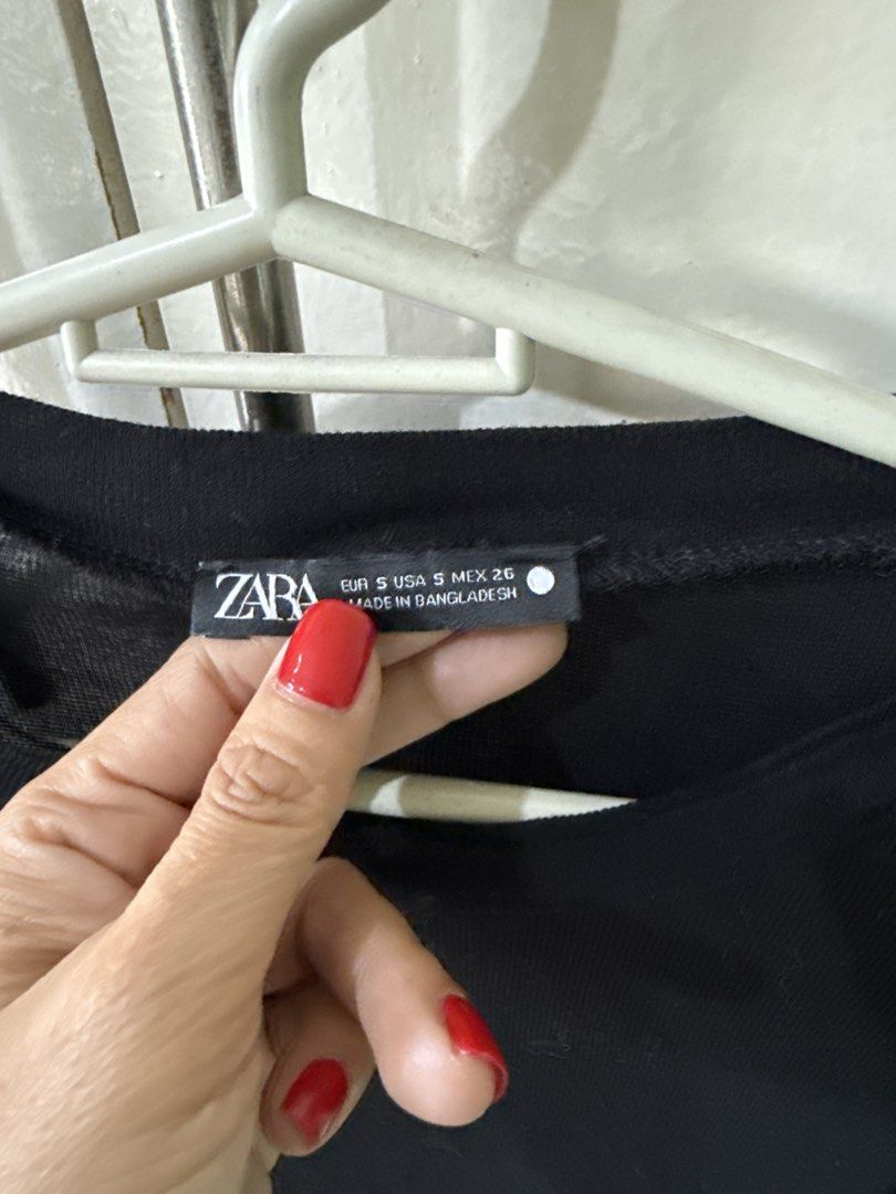 Zara Black T-shirt - Size S (Category: Shirts) located in Marikina City. Submitted by moonchok (Listing ID 1426831678, Image 2). Description: Authentic Zara shirt. Very lightweight A bit see through A simple, versatile piece suitable for everyday wear. Worn once! Bought at Zara powerplant Out of stock sa stores .
