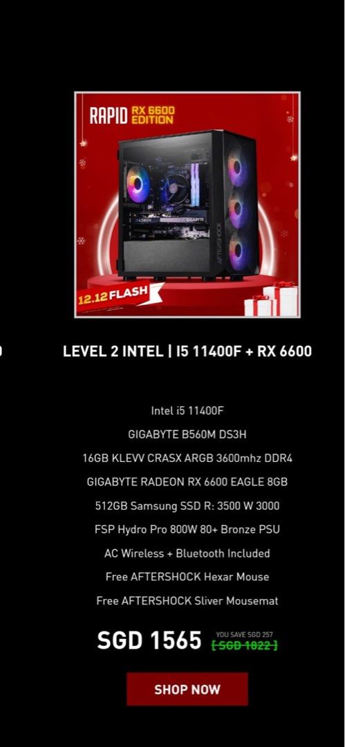 Aftershock Rapid RX 6600 Edition Gaming PC413287245257779200