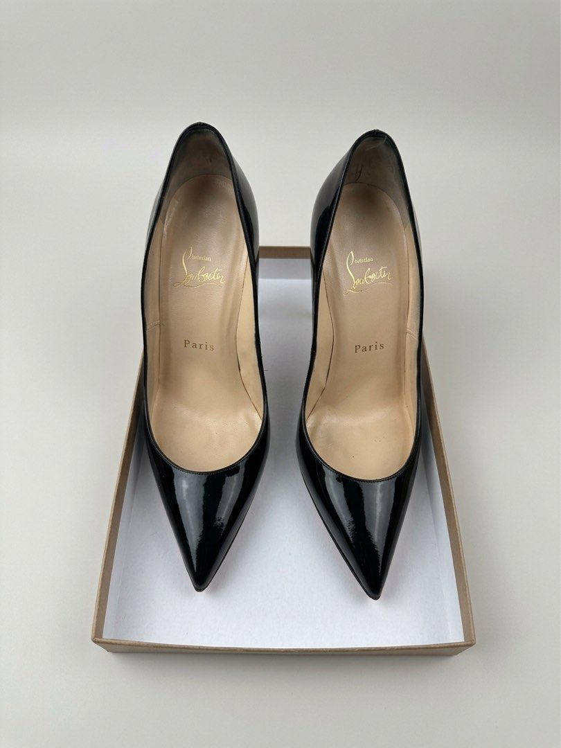 Authentic: Christian Louboutin Decollete (Category: Sneakers & Footwear) located in Taguig. Submitted by c.preloveditems (Listing ID 1427064717, Image 2). Description: - Authentic Christian Louboutin Decollete heels. - Size 38. - Elegant black patent leather. - Classic and timeless design. - Features the iconic red sole. - With minor flaw on one of the heel due to use but not halata. - Perfect for special occasions or everyday wear. - Complete wi