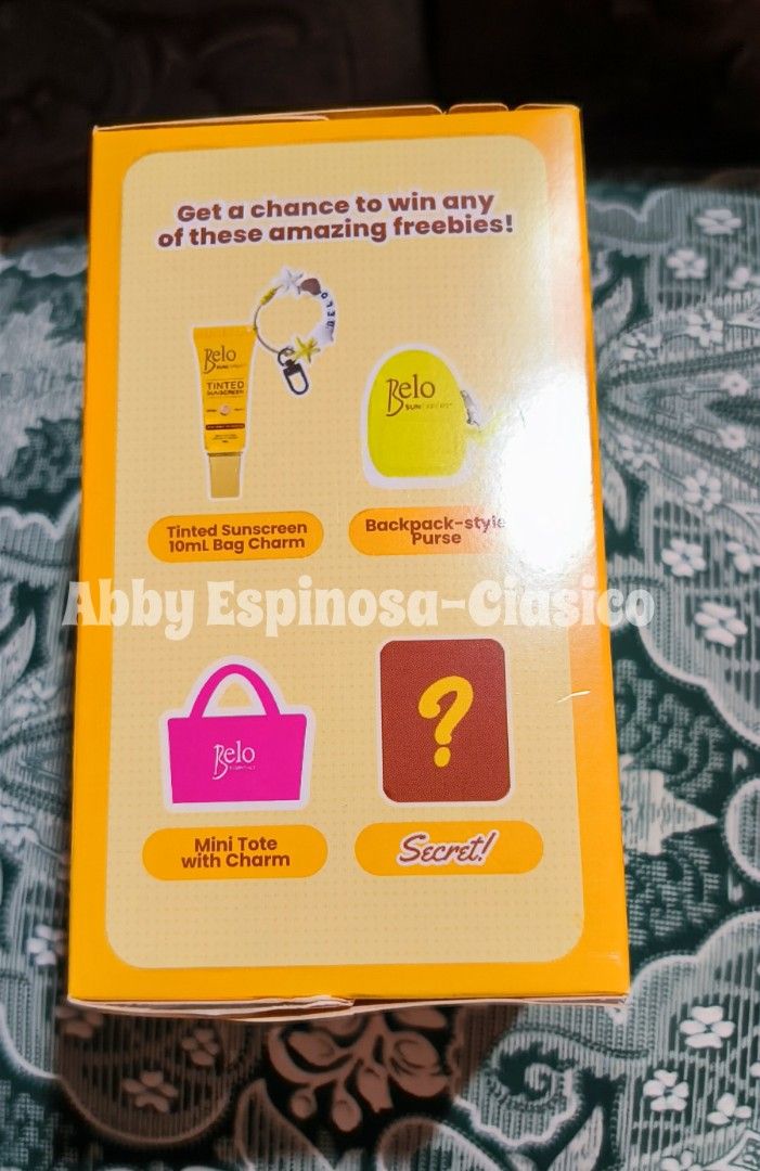 Belo Mystery Box (Category: Face Care) located in Taguig. Submitted by cutiesakurachan (Listing ID 1426985212, Image 2). Description: Brand New Belo Mystery Box 450 php Available 🩷 Pink Tote Keychain + Sunscreen 💛Mini Yellow Backpack + Sunscreen (SOLD) *Opened bottom of box, complete inclusions *Can trade to brand new Powerbank of the same series MOP: BPI/Gcash MOD: SDD via Grab or Lalamove 🏍️ delivery, pickup from Taguig. Delivery fee shoulde