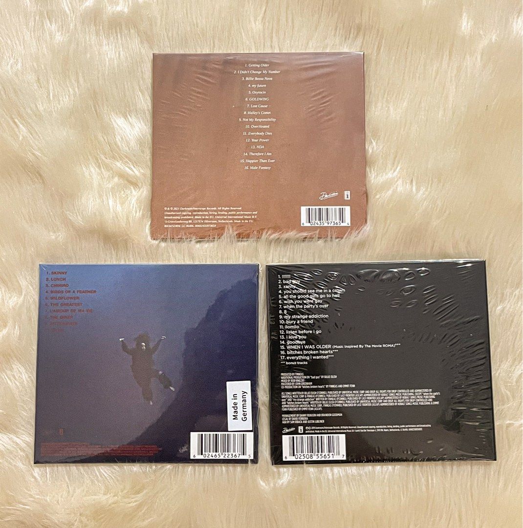 Billie Eilish 3 Albums (BUNDLE ONLY) (Category: CDs & DVDs) located in Dasmarinas. Submitted by ohsnaprecords (Listing ID 1367847814, Image 2). Description: Mode of Payment: Gcash Mode of Delivery: JNT/GGX Shoulder po ng buyer ang shipping fee. Interested? Dm me.