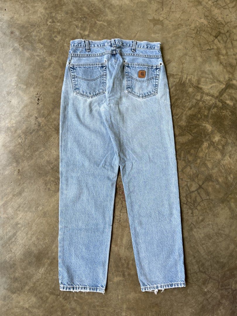 Carhartt Denim Pants (Category: Jeans) located in Iriga City. Submitted by kanakokadto_ (Listing ID 1426987120, Image 1). Description: Carhartt Denim Pants🔨 Waist: 33 inches Length: 43 inches Leg Opening: 15 inches Holes at the rear. .
