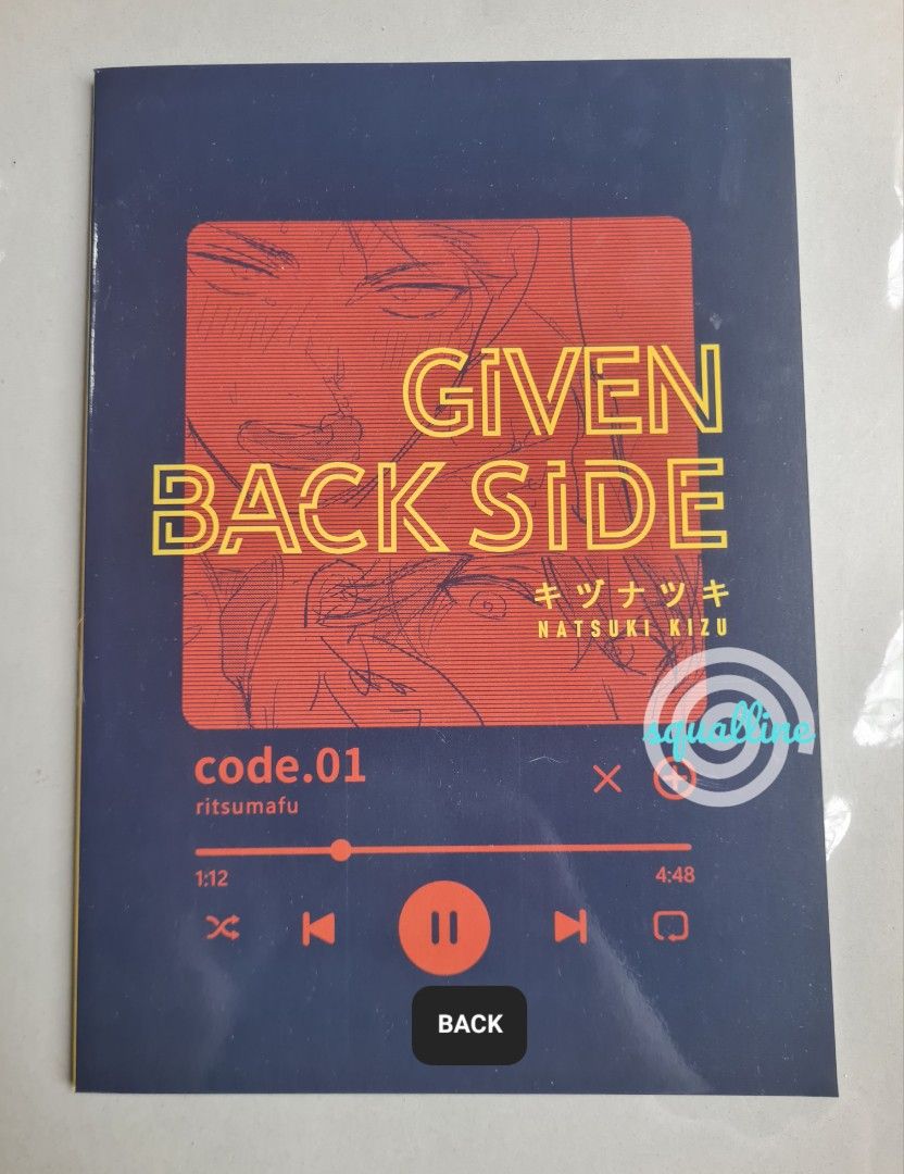 GIVEN Backside - Code.01 RitsuMafu - Doujinshi by author Natsuki Kizu (Category: Comics & Manga) located in Pasig City. Submitted by squalline (Listing ID 1427038450, Image 2). Description: - onhand, ready for shipping - R18 doujinshi made by GIVEN mangaka Natsuki Kizu - The language of the text is in Japanese. - last stock available #GIVEN #NatsukiKizu #ritsuka #uenoyama #mafuyu #sato.