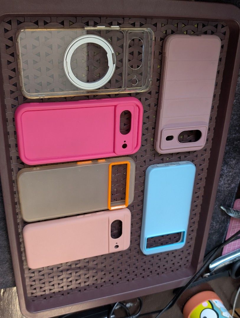 Google Pixel 8 Cases (Category: Google Pixel) located in Nagcarlan. Submitted by rehomingmyloved (Listing ID 1426994646, Image 2). Description: Selling as bundle, 6 cases for Google Pixel 8 Good option if you want to try different cases for your Pixel 8. For the transparent one, the ring stand had been glued shut since it's no longer functional. All cases provide good protection for your Pixel 8. RFS: decluttering MOP: Gcash MOD: SPX.