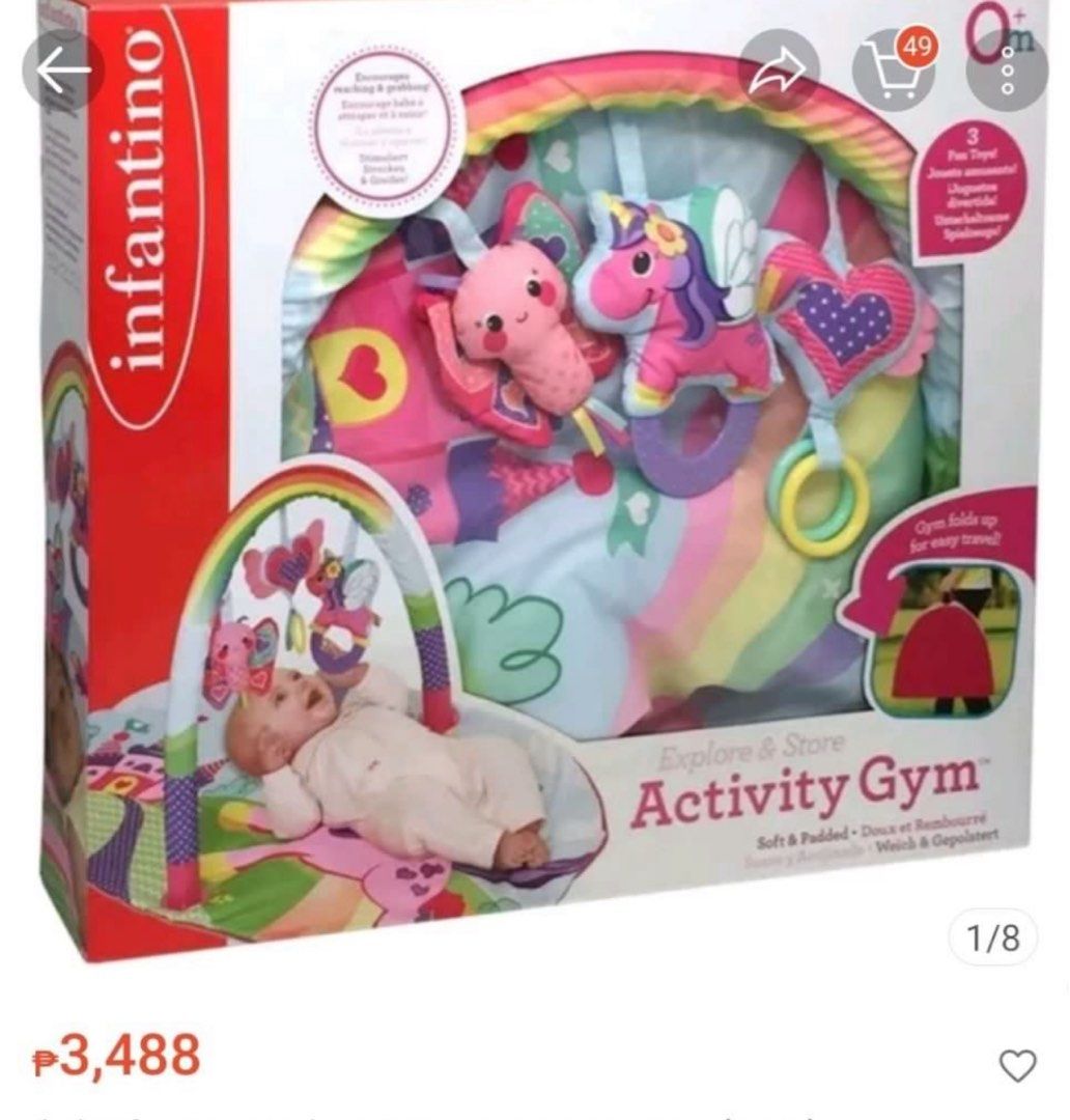 Infantino Activity Gym Unicorn Castle (Category: Infant Playtime) located in Muntinlupa City. Submitted by hollygolly (Listing ID 1426976392, Image 1). Description: with box.