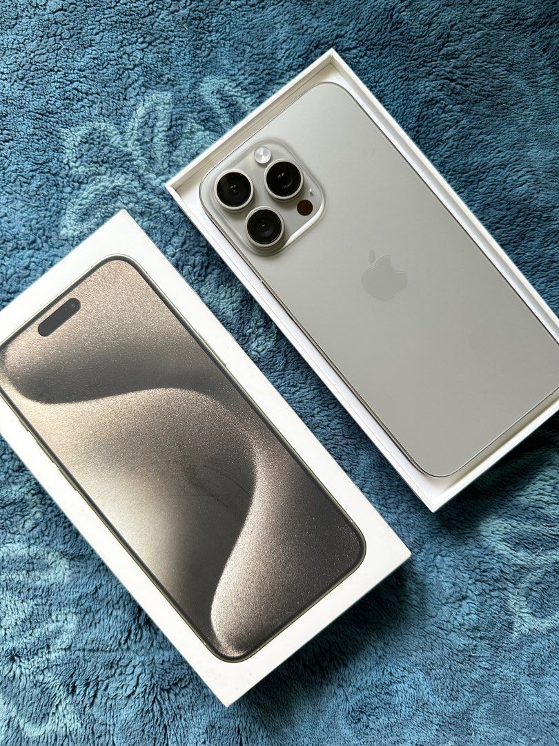 iPhone 15 Pro Max 256gb in Natural Titanium (Category: iPhone 15 Series) located in Valenzuela. Submitted by _heysoftie (Listing ID 1427026106, Image 2). Description: iPhone 15 Pro Max 256gb in Natural Titanium 83% battery health no issues, scratches, dents no any history of repair purchased in Power Mac Center no more receipt comes with its box and manuals NOT AVAILABLE FOR SWAPPING! FIXED PRICE, won't entertain low ballers. location: Valenzuela