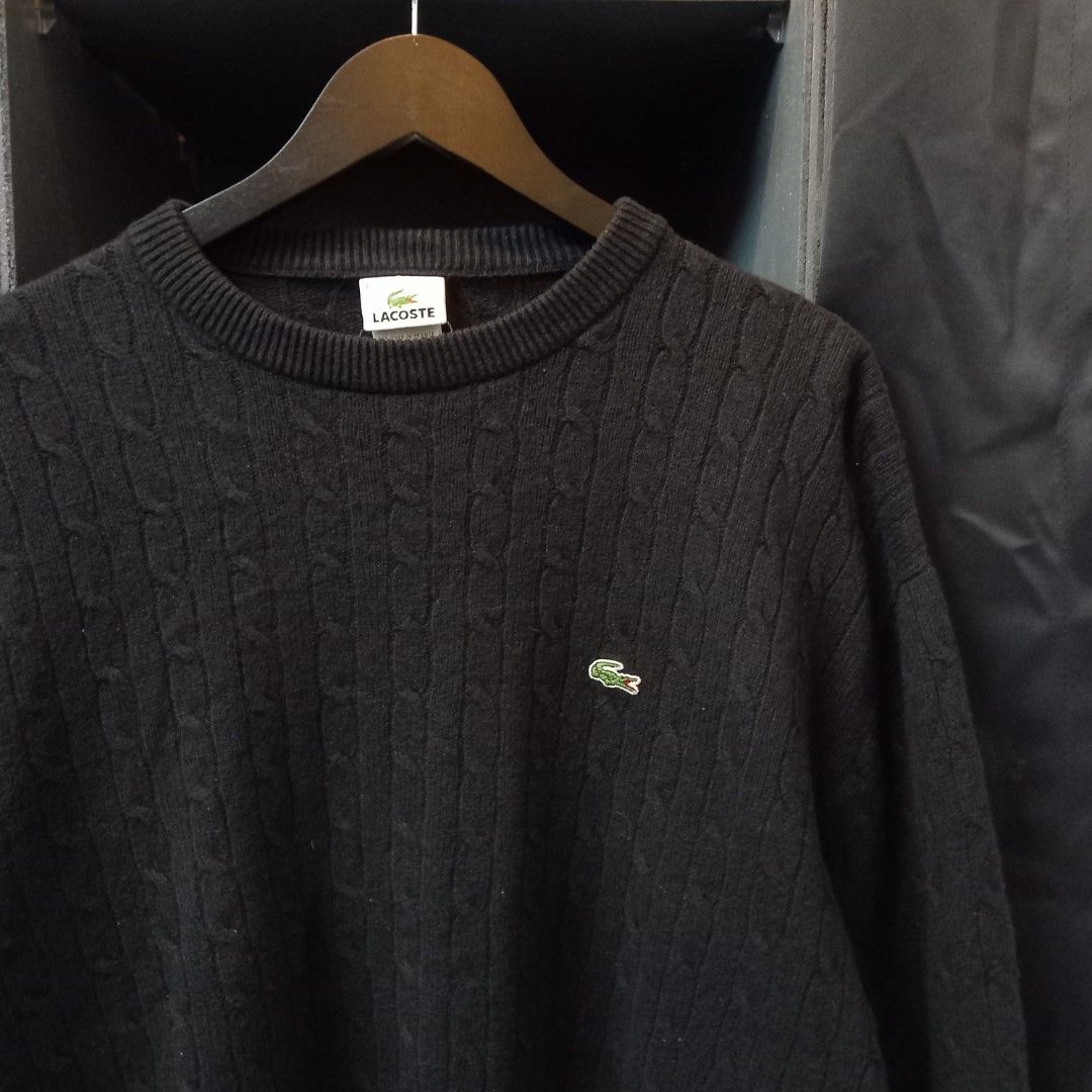 Lacoste Cable Knit Sweater (Category: Coats, Jackets and Outerwear) located in Cebu City. Submitted by yipsthrift (Listing ID 1427092937, Image 3). Description: LACOSTE CABLE KNITT WOOL/COTTON BLEND DIMENTIONS: 23X28 AS NEW CONDITION NO ISSUE COLOR RATE: 10/10.