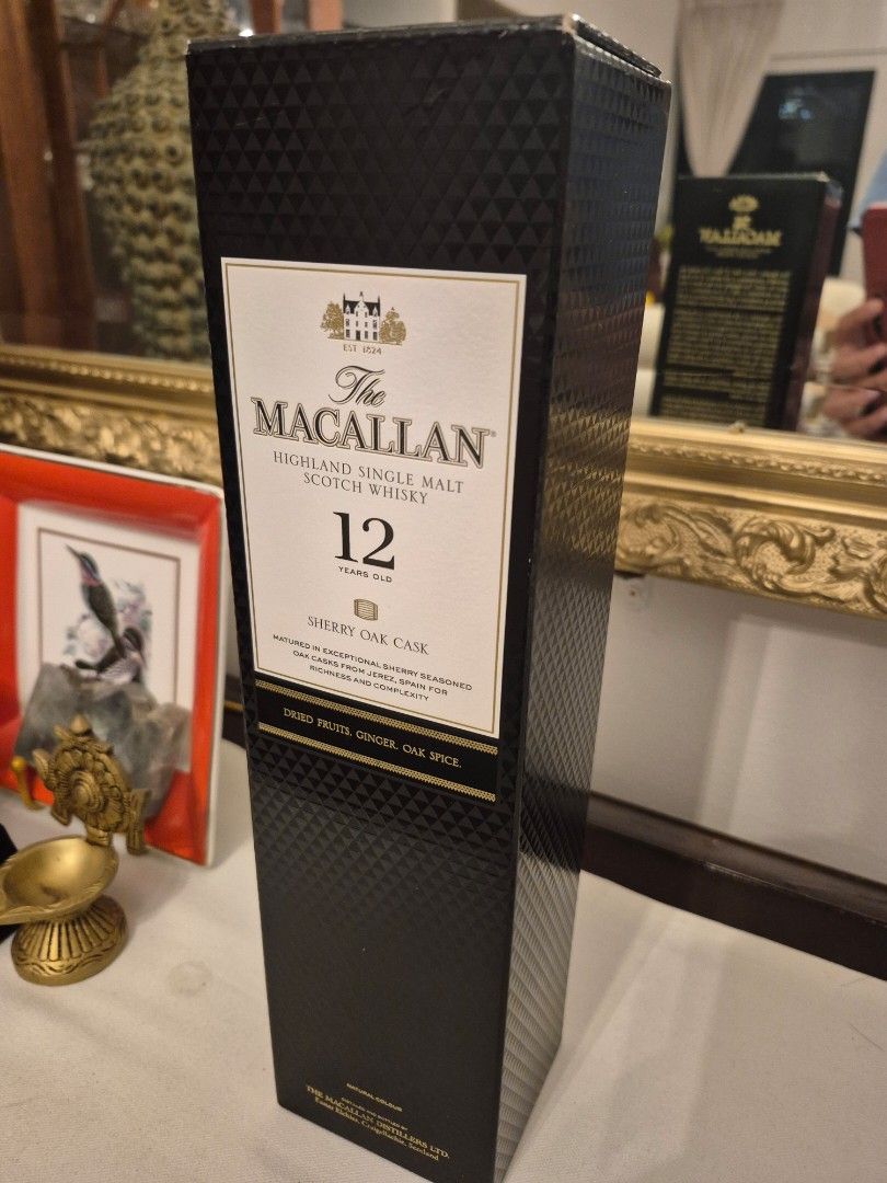 Macallan 12 (Category: Beverages) located in Taguig. Submitted by Tco2000 (Listing ID 1427068125, Image 2). Description: New, Macallan 12. RFS: Decluttering. Pick Up Ortigas or Grab/lalamove. Negotiable..