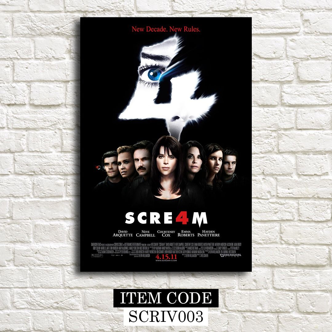Scream 4 (2011) Posters (Category: Western Merchandise) located in Taguig. Submitted by thebricksph (Listing ID 1427024465, Image 3). Description: ₱75 (6x9 inches) ₱145 (8.5 x 12.5 inches) ₱290 (12.5x18.5 inches).