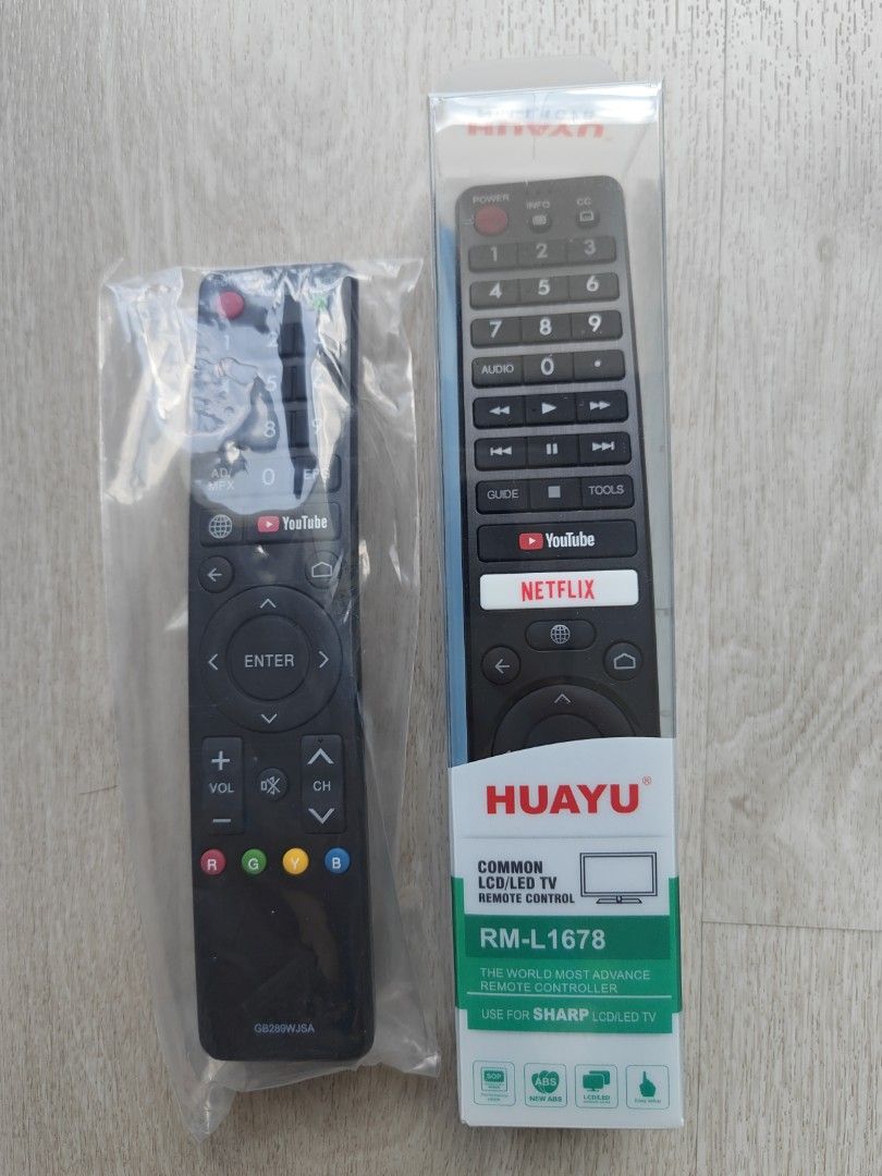 Sharp TV Remote Controller (Category: TV Parts & Accessories) located in Singapore. Submitted by epsyps (Listing ID 1426993318, Image 1). Description: 100% brand new remote set Compatible with Sharp Aquos series TVs $19 each Self collect any timings or by tracking postage via Singpost to deal Collection place: 37 Margaret Drive (Queenstown area).