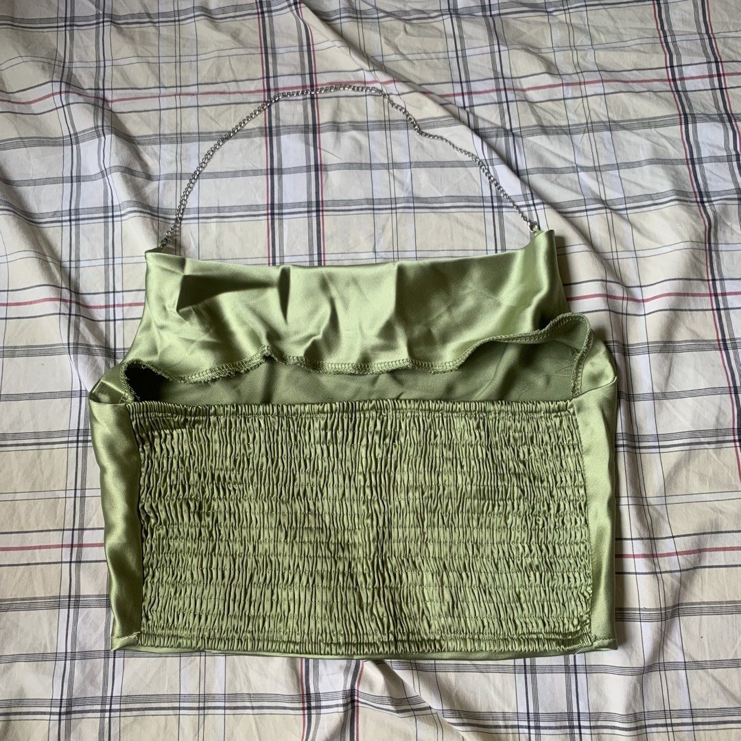 SHEIN BAE Satin Shirred Back Halter Top (Category: Blouses) located in Paranaque City. Submitted by dalgicheetos (Listing ID 1426997616, Image 2). Description: fits XS-M worn once on an event .