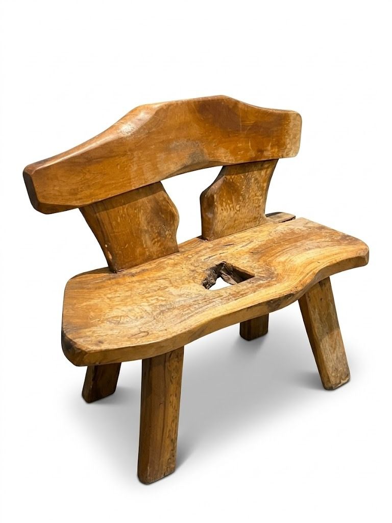 Solid Acacia Wood Bench with Backrest (Category: Chairs) located in Pasig City. Submitted by hodgepodgeecoshop (Listing ID 1418314143, Image 2). Description: Unique, one-of-a-kind solid wood bench with a stunning natural grain and organic "dugout" design. This is a heavy, statement piece perfect for living rooms, entryways, gardens, patios, lanai or as a sculptural accent in a Wabi-Sabi or Industrial-style home, durable and space-saving home furn