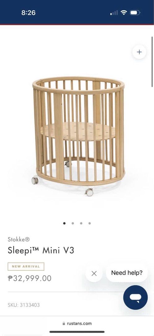 Stokke Sleepi Mini V3 Crib (Category: Cots & Cribs) located in General Trias. Submitted by camellia_fashion (Listing ID 1427007349, Image 1). Description: Stokke Sleppi mini v3 Crib No dents or scratch Used but carefully care No box Included mesh and foam.
