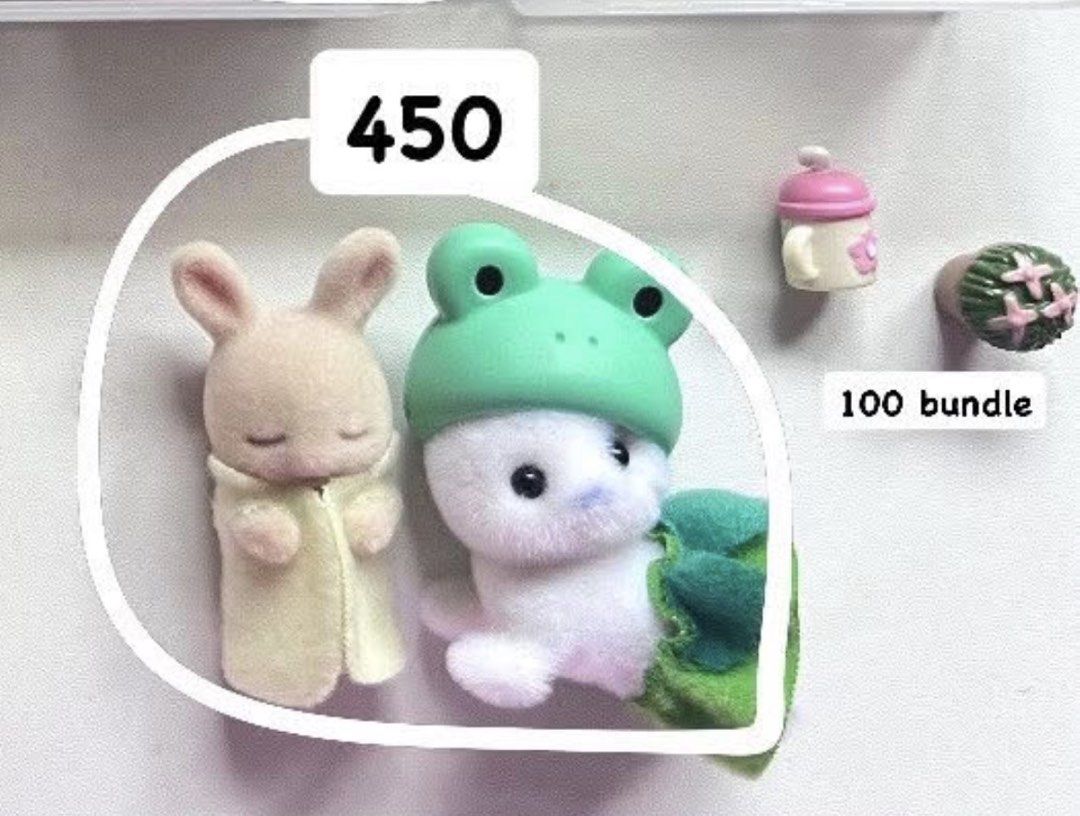 Sylvanian Families Figurines bundles (Category: Figurines & Statues) located in Pasay City. Submitted by mkaa.24 (Listing ID 1425274683, Image 2). Description: SLIDE TO SEE WHATS LEFT Update: Available ✅ Sleeping rab secret ✅ Rabbit in purple dress Bundle price: 300 .