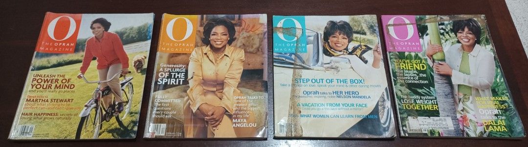 The Oprah Magazine - Assorted Issues all for P125! (Category: Magazines) located in Quezon City. Submitted by wjmae (Listing ID 1427068462, Image 1). Description: Collection of The Oprah Magazine issues. Includes issues featuring Oprah Winfrey, Martha Stewart, and other personalities. The magazines cover topics such as mind, spirit, and well-being. Some issues have advertisements for various products. The magazines are in English..