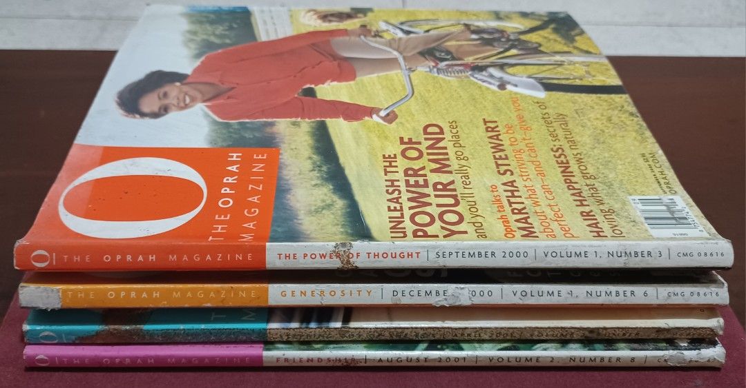 The Oprah Magazine - Assorted Issues all for P125! (Category: Magazines) located in Quezon City. Submitted by wjmae (Listing ID 1427068462, Image 3). Description: Collection of The Oprah Magazine issues. Includes issues featuring Oprah Winfrey, Martha Stewart, and other personalities. The magazines cover topics such as mind, spirit, and well-being. Some issues have advertisements for various products. The magazines are in English..