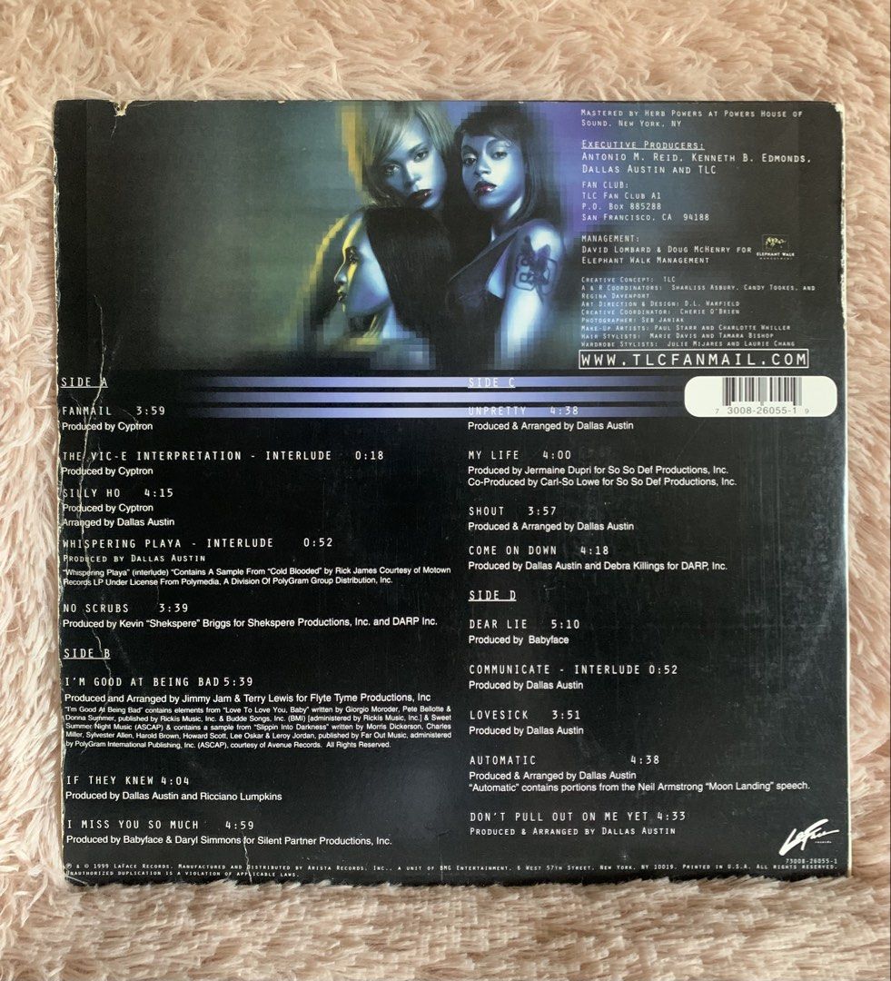TLC Fan Mail LP Vinyl 1999 Pressing (Category: Vinyls) located in Marikina City. Submitted by dongv70 (Listing ID 1424451773, Image 2). Description: TLC Fan Mail 2 LP Vinyl Original Excellent Condition Selling for Php 3,500.00 (Shipping not yet included) -- Fixed price since this is a rare item, don't bother haggling. LBC/JRS: Php 300.00 or lalamove delivery w/in Metro Manila.