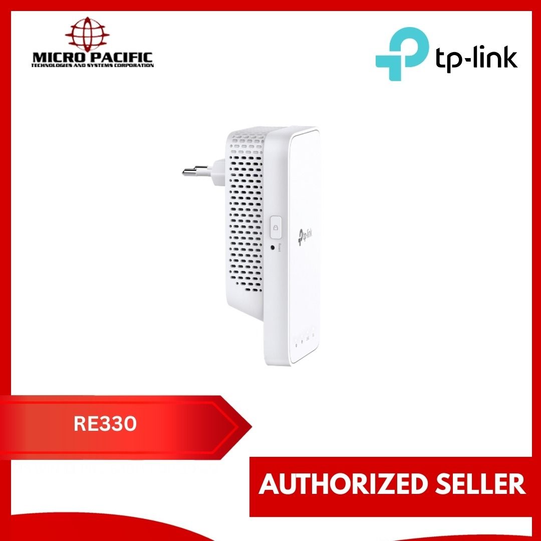 TP-Link RE330 Mesh Wi-Fi Extender (Category: Networking) located in Makati City. Submitted by micro_pacific (Listing ID 1426838855, Image 3). Description: Eliminate weak signal areas with whole home WiFi coverage. 2.4 GHz (300 Mbps) and 5 GHz (867 Mbps) dual-band WiFi connection ensures more stable wireless experience.† Creates a Mesh network by connecting to a TP-Link OneMesh™ router for seamless whole-home coverage.‡ Adaptive Path Selection – c