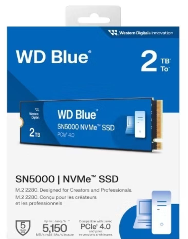 WD Blue SN5000 pcie 4.0 2TB NVMe 2280 SSD, Computers & Tech, Parts ...