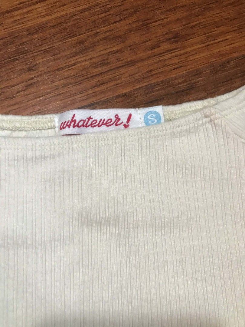 Whatever! Ribbed Crop Top - Size S (Category: Others Tops) located in Cebu City. Submitted by alwayssecondoption (Listing ID 1426962109, Image 2). Description: Pre-owned item from my personal wardrobe (not thrifted/ukay). Well taken care of, in good condition. RFS: Decluttering.